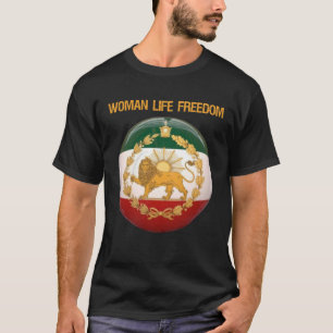 Woman Life Freedom Iran Flag Lion & Sun Shiro Khor T-Shirt