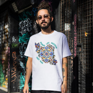 Woman Life Freedom   Persian Tiles Green T-Shirt