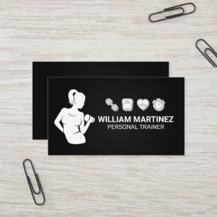 Woman Lifting   Fitness Icons  Business Card