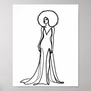 Woman Line Drawing Minimalist One Line Fashion Art Poster