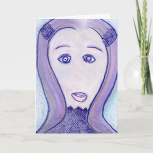Woman Long Hair Portrait Drawing Spiritual Art Card