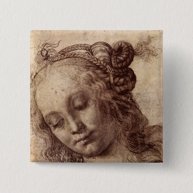 Woman Looking Down 15 Cm Square Badge (Front)