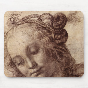 Woman Looking Down Mouse Pad