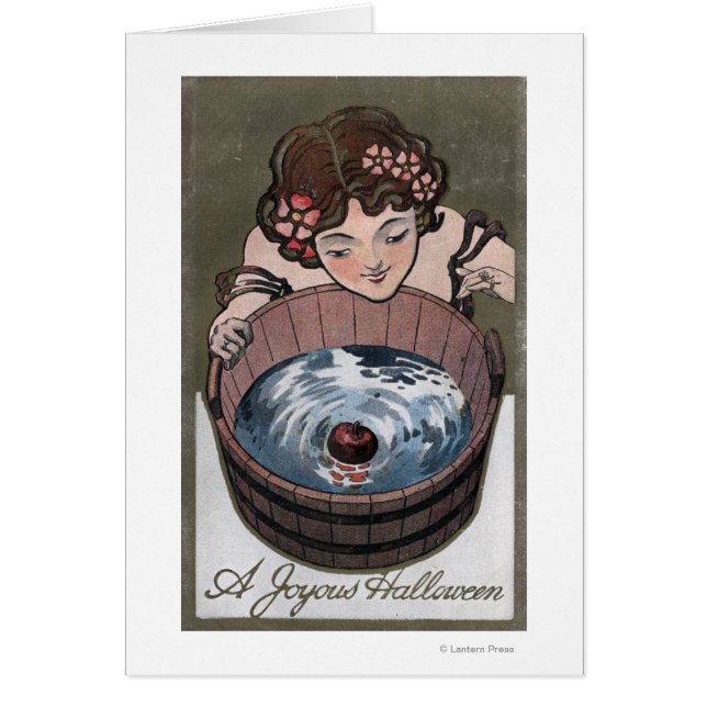 Woman Looking in Wood Barrel (Front)