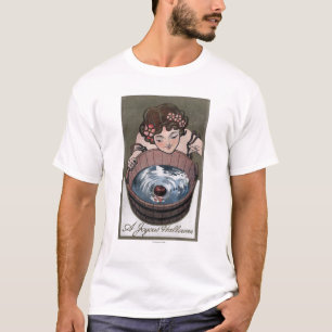 Woman Looking in Wood Barrel T-Shirt