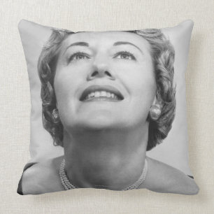 Woman Looking Up Cushion