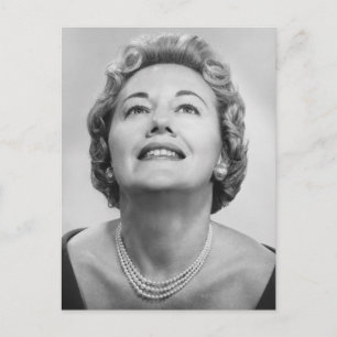 Woman Looking Up Postcard