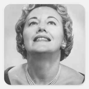 Woman Looking Up Square Sticker