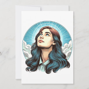 Woman Looking up To heaven Colour illustration Art Thank You Card