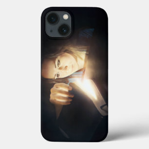 Woman Looks Inside a Glowing Book iPhone 13 Case