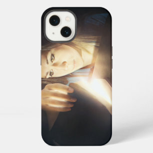 Woman Looks Inside a Glowing Book iPhone 13 Case