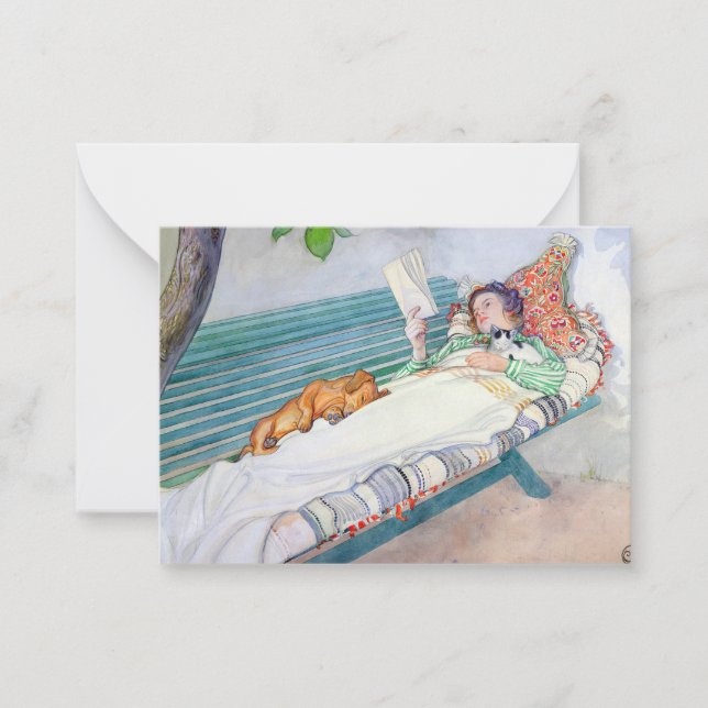 Woman Lying on a Bench, 1913 by Carl Larsson Card (Front)