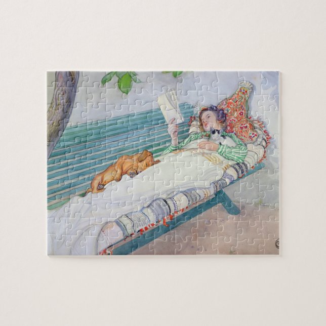 Woman Lying on a Bench, 1913 (w/c on paper) Jigsaw Puzzle (Horizontal)