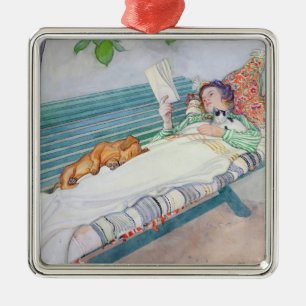 Woman Lying on a Bench, 1913 (w/c on paper) Metal Ornament