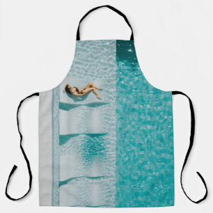Woman lying on lounge apron