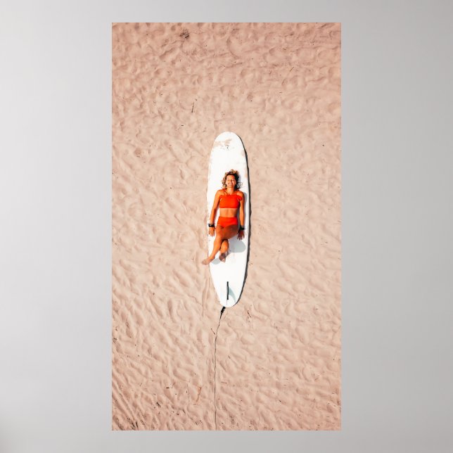 Woman lying on the surfboard poster (Front)