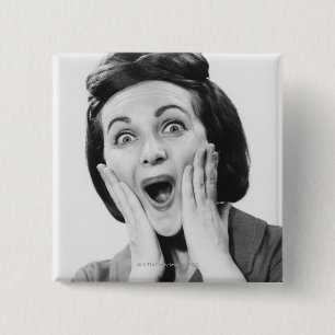 Woman Making Face 15 Cm Square Badge