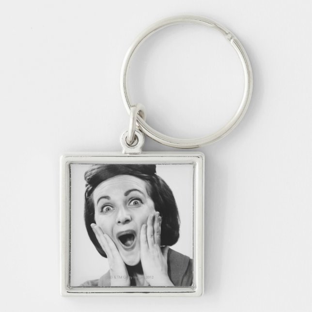 Woman Making Face Key Ring (Front)
