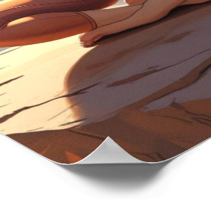 Woman Meditating in Earth Tone Colours Poster