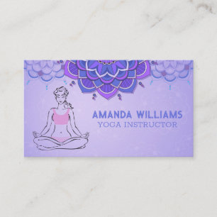 Woman Meditating Lotus Pose Yoga Business Card