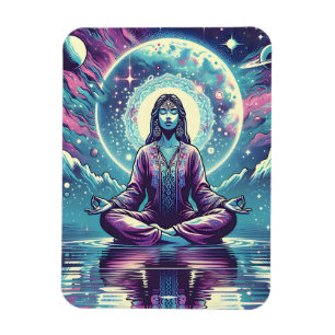 Woman Meditating Spiritual Serene Art Magnet