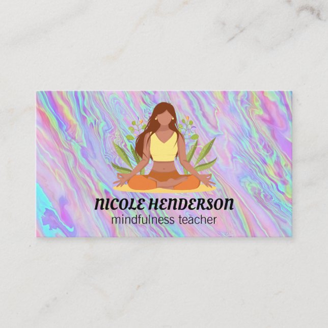 Woman Meditating | Yoga Business Card (Front)
