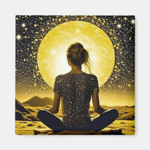 Woman Meditation Under the Moon Celestial Magnet