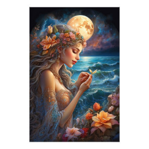 *~* Woman Moon Fantasy Romantic Flower AP51  Photo Print