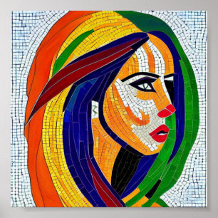 Woman mosaic art poster