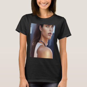 Woman Multicolor Eyes Soft Hair Look Inspo Necklac T-Shirt