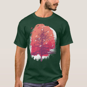 Woman nature Autumn tree Birds freedom T-Shirt