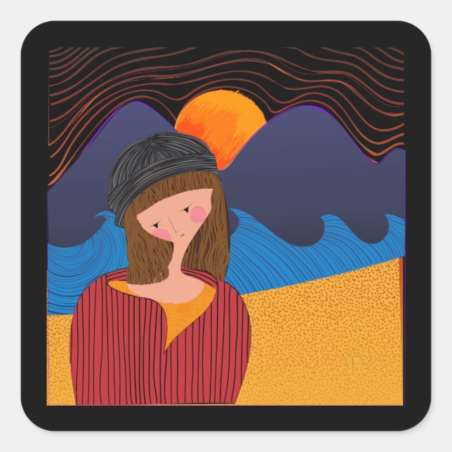 Woman News Square Sticker (Front)