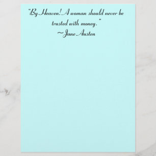Woman Not Trusted With Money Jane Austen Quote
