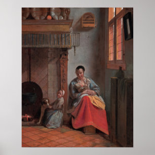 Woman Nursing a Child — Pieter de Hooch Poster