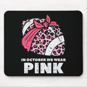 Woman October We Wear Pink Football Breast Cancer Mouse Pad