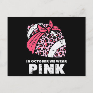Woman October We Wear Pink Football Breast Cancer Postcard