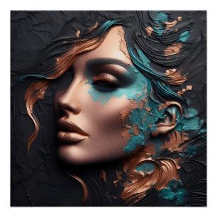 Woman Of Copper - AI Creation Poster