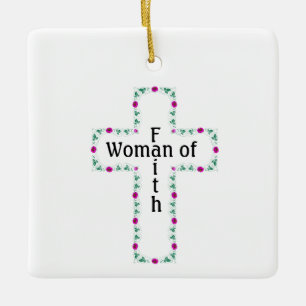 Woman of faith ceramic ornament