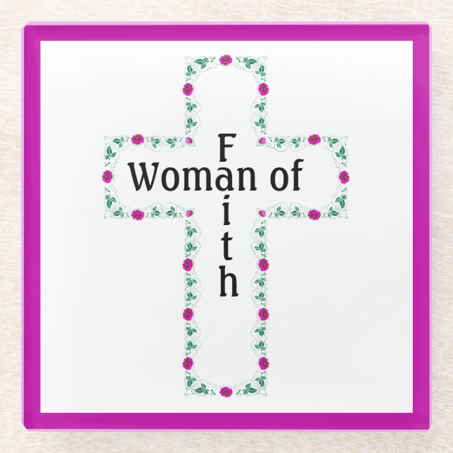 Woman of faith glass coaster (Front)