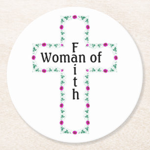 Woman of faith round paper coaster