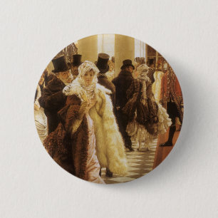 Woman of Fashion by Tissot, Vintage Victorian Art 6 Cm Round Badge