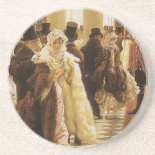 Woman of Fashion by Tissot, Vintage Victorian Art Coaster