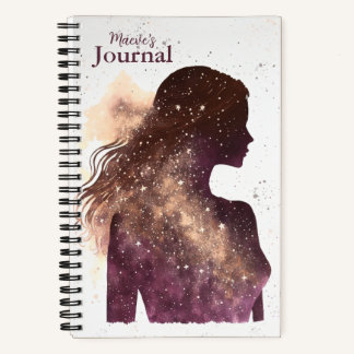 Woman of the Stars Purple & Brown Small Hardcover Notebook