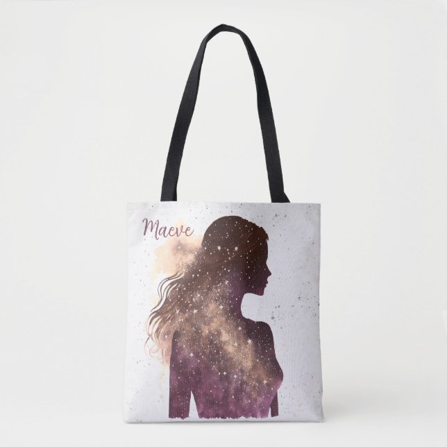 Woman of the Stars Purple & Brown Tote Bag (Front)