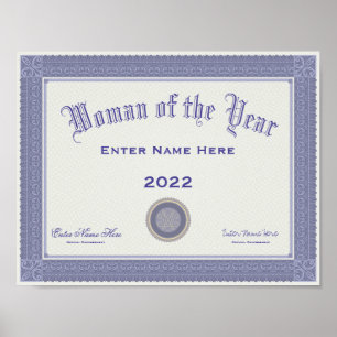 Woman of the Year Personalise  Poster