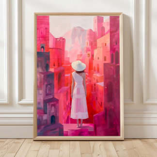 Woman Oil Painting Print, Home Decor Impasto Conte