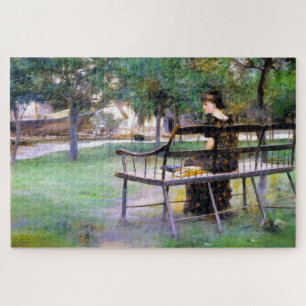Woman on a Bench (by Edwin Austin Abbey) Jigsaw Puzzle