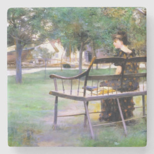 Woman on a Bench (by Edwin Austin Abbey) Stone Coaster