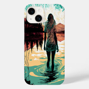 Woman on a Lake Psychedelic Phone Case