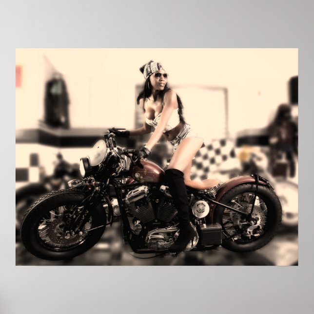 Woman On A Motorcycle Poster (Front)
